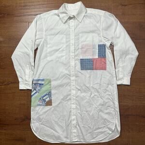 Carleen Shirt Dress Womens M White Patchwork Long Sleeve Contemporary City USA